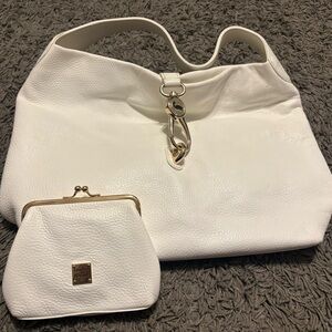 Genuine Pebble White Leather Dooney and Bourke Bag Set